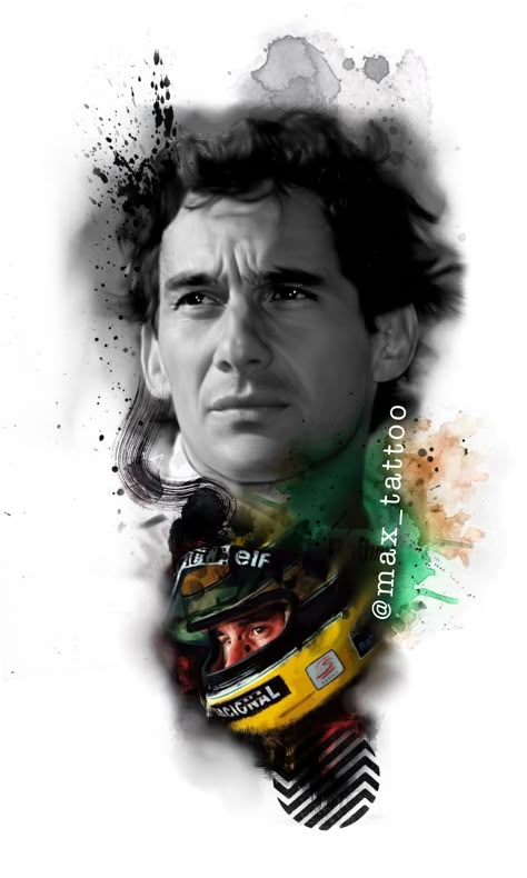 Ayrton Senna Tattoo, Vale Rossi, Aryton Senna, Indy Car Racing, Chicano Style Tattoo, F1 Poster, Dad Tattoos, Rafa Nadal, Dirt Track Racing