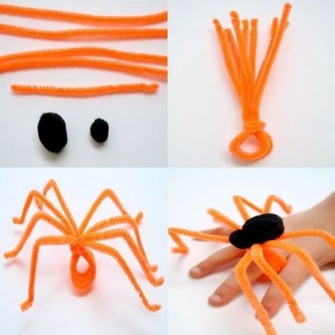 Chenille Stem Crafts, Bricolage Halloween, Insect Crafts, Spider Crafts, October Crafts, Bug Crafts, Halloween Arts And Crafts, Halloween Preschool, Pipe Cleaner Crafts