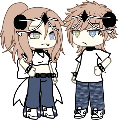 Gacha Club Twins Oc, Twin Gacha Life Oc, Gacha Twins Oc, Gacha Life Matching Outfits, Matching Gacha Life Outfits, Egyptian Goddess Art, Free Ocs, Outfit Gacha, Cute Black Shirts