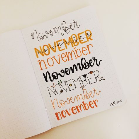 November🍁🍂 November Calander Doodles, Cute Ways To Write November, Calendar Writing Ideas, November Header Ideas, November Word Art, November Font Hand Lettering, November Calligraphy Hand Lettering, November In Cursive, November Calender Aesthetic