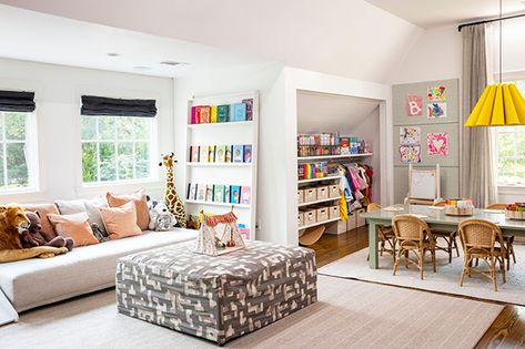 Family Room Playroom, Ideas Habitaciones, Colorful Playroom, Living Room Playroom, Basement Playroom, Kids Living Rooms, Toddler Playroom, Kids Playroom Decor, Playroom Design