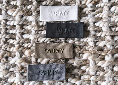 LABELS – texcart Woven Label Design Ideas, Woven Labels Clothing, Clothing Tag Ideas, Luxury Label Design, Clothes Label, High Density Print, Money Clothing, Hang Tags Clothing, Label Mockup