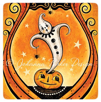 Johanna Parker Design: Vanished like a Ghost! Genie Illustration, Joanna Parker, Johanna Parker Halloween, Vintage Halloween Printables, Folk Art Ornament, Halloween Furniture, Halloween Board, Flat Art, Halloween Paper Crafts