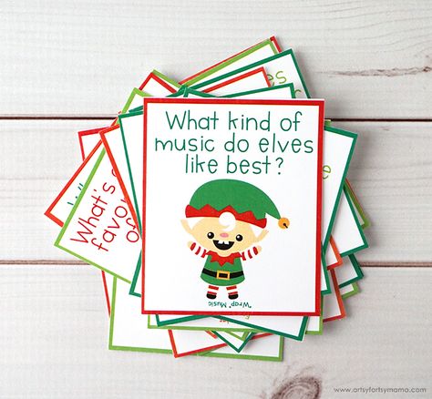 Free Printable Elf Jokes | artsy-fartsy mama Elf Jokes, Elf Themed Christmas Party, Elf Idea, Elf Party, Mama Jokes, Kindergarten Christmas, Elf Crafts, Elf Christmas Decorations, Christmas Elf Doll