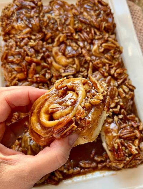 Sticky Buns Sourdough, Sourdough Pecan Rolls, Sticky Bun Focaccia, Pecan Sourdough Bread, Sourdough Discard Carmel Rolls, Sourdough Discard Sticky Buns, Sourdough Savory Rolls, Carmel Rolls Sourdough, Sourdough Pecan Sticky Buns