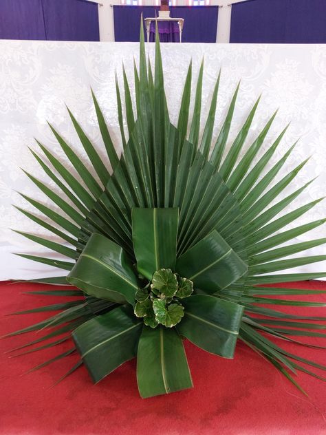 Palm Sunday Decorations, Tall Flower Arrangements, Floral Designs Arrangements, Tall Floral Arrangements, Foliage Arrangements, Floral Art Arrangements, Tropical Floral Arrangements, Hotel Flowers, Tropical Flower Arrangements