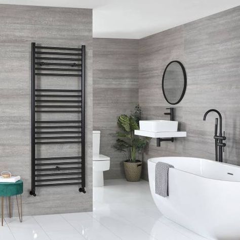 Heated Towel Warmer, Electric Towel Rail, White Bar, White Heat, Bathroom Shop, Types Of Rooms, Big Bathrooms, Towel Warmer, Bath Or Shower