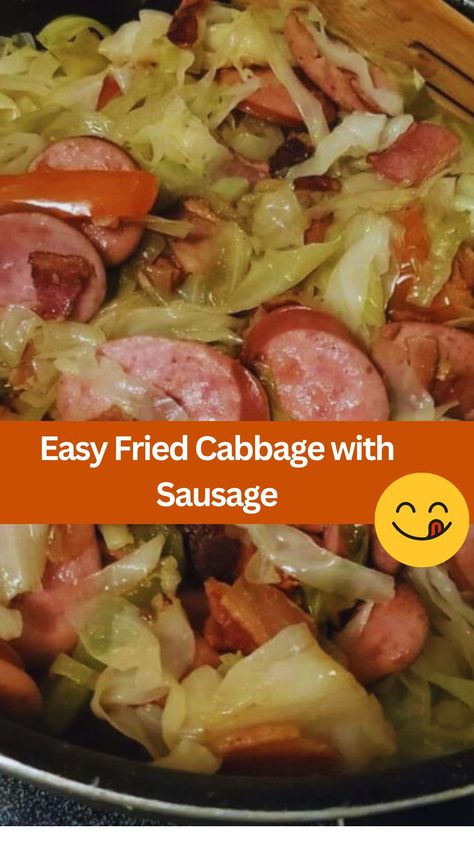 Looking for a delicious and satisfying meal that's quick and easy to prepare? Look no further than this savory Fried Cabbage with Kielbasa recipe! Wit... Easy Fried Cabbage With Sausage, Fried Cabbage With Kielbasa, German Fried Cabbage, German Cooked Cabbage Recipes, Cooked Cabbage And Sausage, Fried Cabbage And Sausage Recipes, Southern Cabbage And Sausage Recipes, Cabbage With Sausage Recipes, Cabbage And Kielbasa Recipes