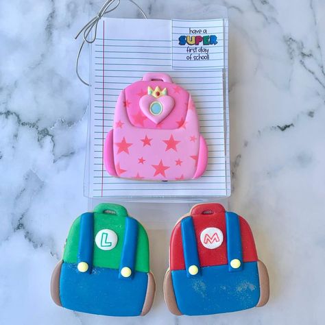 Your kids will definitely have a SUPER first day of school with these backpack cookies! ❤️🩷💚 Who is your favourite character from the… | Instagram Backpack Cookies, Mario Backpack, Stars Stencil, Teacher And Student, Graduation Cookies, Stoney Creek, Sugar Cookies Decorated, Super Mario Bros, Mario Bros