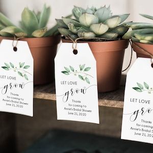 Succulent Favor Tags Bridal Shower Editable Template Greenery | Etsy Watch Me Grow Tags, Baby Shower Verde, Succulent Party Favors, Baby Shower Boho, Succulent Wedding Favors, Succulent Favors, Watch Me Grow, Diy Gifts For Mom, Green Baby Shower