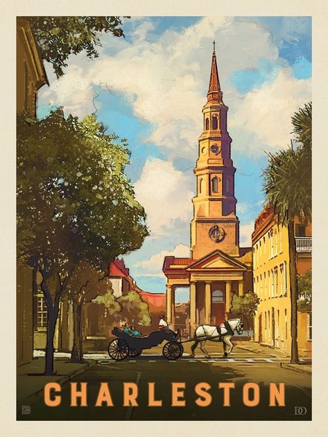 Anderson Design Group, Puzzle For Adults, American Travel, Charleston South Carolina, Vintage Poster, Jigsaw Puzzle, South Carolina, Charleston, Design