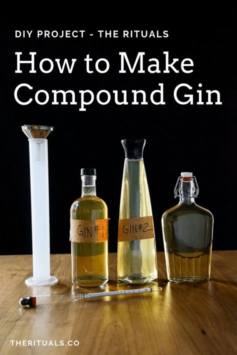 Compound gin can be made at home without the need for distilling a spirit. By using a neutral grain spirit and your personal blend of botanicals, you can make a gin customized to your taste for cocktails. // #gin #compoundgin #cocktails #diy #projects #homebartender #homebar #spirits #distilling Gin Recipe, Make Your Own Gin, Home Distilling, Wine Making Recipes, Distilling Alcohol, How To Make Gin, Alcohol Infusion, Diy Cocktails, Gin Tasting