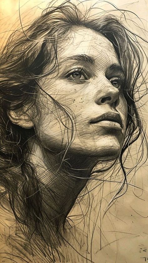 Prespective Sketches People, Charcoal Portrait, Pencil Portrait Drawing, Realistic Sketch, 얼굴 드로잉, Portraiture Painting, Anime Woman, Charcoal Portraits, Portraiture Drawing