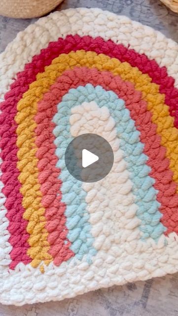 Rainbow Chunky Knit Blanket, Crochet Baby Play Mat, Crochet Play Mat, Hand Crocheting, Chunky Knit Pillow, Plushie Crochet, Crochet Mat, Baby Sensory Play, Crochet Plushies