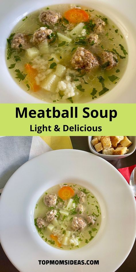 Meatball Soup Crockpot, Chicken Meatball Soup, Turkey Meatball Soup, Italian Meatball Soup, Meatball Soup Recipes, Vegetables Rice, Tender Meatballs, Drinks Ideas, Homemade Soup Recipe