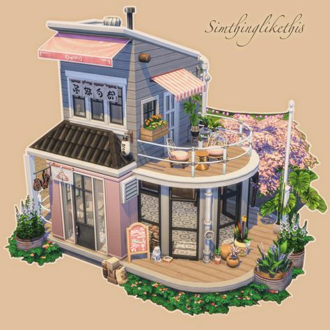 #sims4 #sims4houses #sims4housebuild #simsbuild #cafe #sims #flowers #coffee Sims 4 Bakery Mod, Cafe And House Design, Sims Bakery Build, Sims4 Building Ideas, Syd Mac Sims 4 Builds, Sims Cafe Layout, Sims 4 Bakery Lot, Coffee Shop Cc Sims 4, Sims 4 Bakery Build Layout