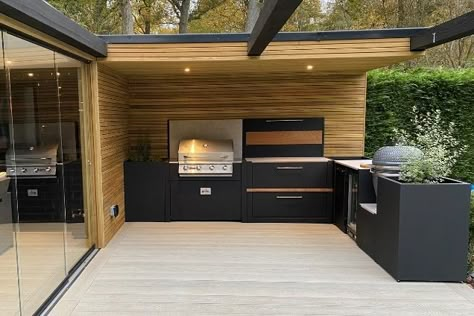 Room Decorate Ideas, Garden Kitchen Design, Garden Kitchen Ideas, Small Cottage Garden, Outdoor Bbq Area, Door Garden, Outdoor Kitchen Bars, Build Outdoor Kitchen, Outdoor Bbq Kitchen