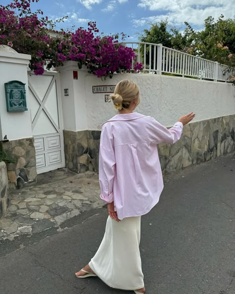 over the moon 🌙🌸☁️ #outfitinspo #summeroutfit #styleinspo #ootd #aesthetic Cover Outfits, Pink Long Sleeve Blouse, Ootd Aesthetic, Cream Skirt, Outfit Inspo Summer, Stunning Outfits, Color Inspo, Everyday Hairstyles, Dream Hair