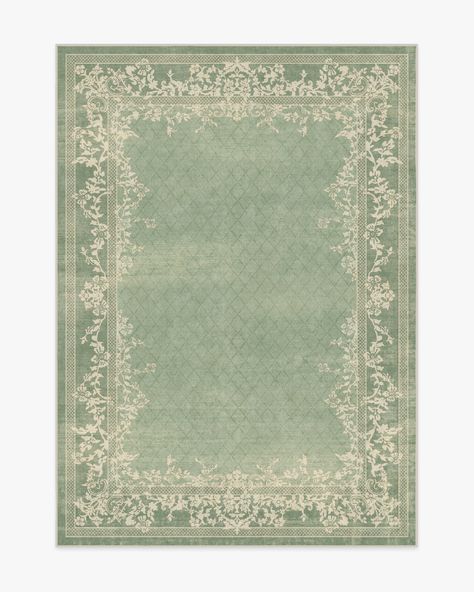 Juliet Sage Green Rug | Ruggable Mint Green Rug, Modern Regency, Sage Green Rug, Emerald Green Rug, Sage Green Background, Soft Sage Green, Vintage Style Rugs, Ruggable Rug, Teal Rug