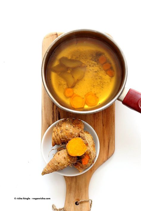 Ginger Root Tea, Fresh Turmeric Root, Turmeric Tea Recipe, Vegan Richa, Turmeric Health, Turmeric Recipes, Ginger Benefits, Fresh Turmeric, Ginger Turmeric