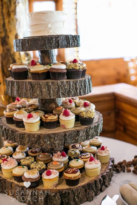 Autumn Wedding Reception, Mountain Wedding Colorado, Wedding Cake Rustic, Wedding Dessert Table, Cupcake Tower, Wedding Inspiration Fall, Fall Wedding Colors, Wedding Cupcakes, October Wedding