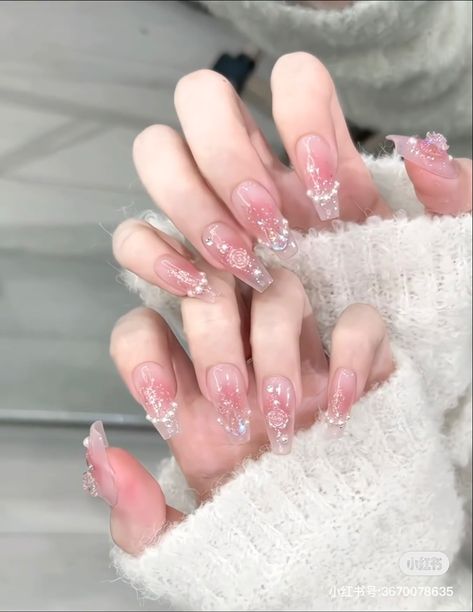 Bow Nail Art, Asian Nails, Beauty Nails Design, Blush Nails, Pretty Nail Art Designs, Pretty Gel Nails, Really Cute Nails, Kawaii Nails, Pretty Nail Art