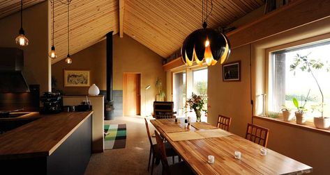 Deep green passive house defies all weather - passivehouseplus.ie House 3 Bedroom, Passive House Design, What Is Design, Normal House, Corrugated Metal Roof, Timber Ceiling, Exposed Concrete, Timber Cladding, Timber Construction