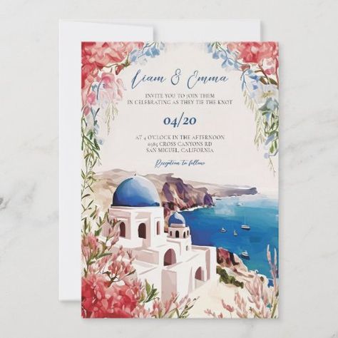 Creative Invitations, Wedding Anniversary Invitations, Santorini Wedding, Greek Wedding, Anniversary Invitations, Wedding Styling, Greek Style, Ramadan Mubarak, Wedding Destination