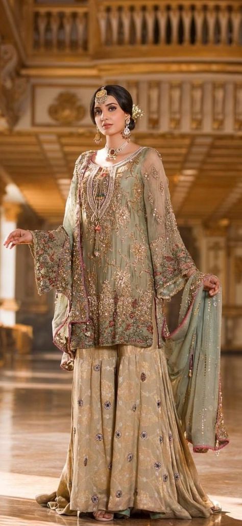 Embroidery Pearls, Sage Green Fabric, Net Shirt, Beautiful Bridal Dresses, Zardozi Work, Resham Work, Pakistani Wedding Outfits, Pakistani Fancy Dresses, Pakistani Fashion Party Wear