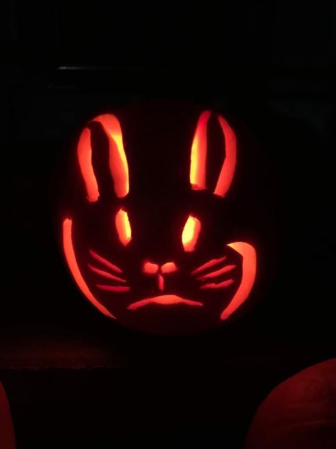 Bunny Pumpkin Carving Ideas, Bunny Jack O Lantern, Bunny Pumpkin Carving, Bunny Pumpkin, Evil Bunny, Halloween Pumpkin Carving Stencils, Carving Stencils, Scary Pumpkin Carving, Pumpkin Carvings