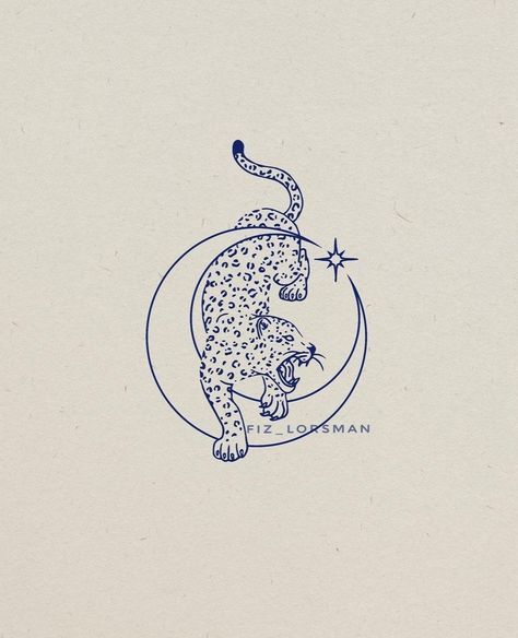 Moon And Tiger Tattoo, Leopard Moon Tattoo, Cute Jaguar Tattoo, Jaguar Line Art, Tattoo Art Drawings Design, Jaguar Tattoo Ideas, Wildcat Tattoo, Jaguar Tattoo Design, Drawings For Tattoos