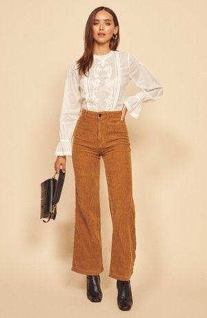 Corduroy Pants Outfit, The Mick, Brown Pants, Look Vintage, Sustainable Clothing, Corduroy Pants, Fall Trends, High Waisted Pants, Fashion Inspo Outfits