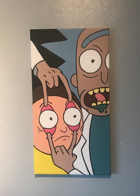 Trendy Painting Ideas On Canvas, Trendy Painting Ideas, Boyfriend Canvas, Canvas For Boyfriend, Rick E Morty, Room Paintings, Arte Doodle, Trippy Painting, Hippie Painting