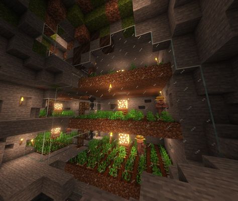 Minecraft potato farm Minecraft Underground Farm Ideas, Potato Farm Minecraft, Underground Farm Minecraft, Underground Farm, Farm In Minecraft, Potato Farm, Minecraft Underground, Farm Minecraft, Crop Farming