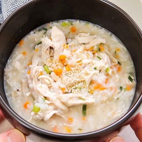 Chicken Rice Porridge, Crockpot Shredded Chicken Tacos, Crockpot Shredded Chicken, Korean Vegetables, Chicken Porridge, Make Chicken Broth, Shredded Chicken Tacos, Korean Chicken, Cool Autumn