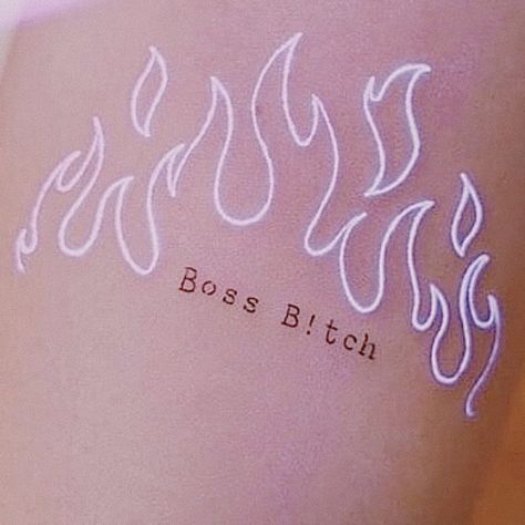 Boss Babe Tattoo, Bad Girl Aesthetic Tattoo, Bad Girl Tattoo Ideas, Boss Tattoo, Small Thigh Tattoos, Barbie Tattoo, Neon Tattoo, Deadpool Costume, Health Tattoo