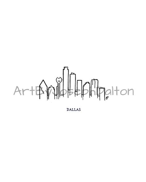 Dallas Skyline Tattoo, Dallas Tattoo Ideas, Tx Tattoo, Dallas Tattoo, Skyline Tattoo, Poppin Bottles, Dallas Skyline, Tattoo Simple, Design Drawings