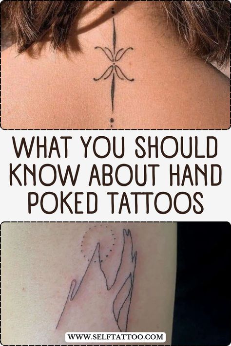 Hand poked tattoos – also known as stick-and-poke tattoos – are a throwback to the beginning of inked body art. But, is this form of tattooing safe? Also, is it more painful than the modern electric tattoo machines? Let’s dive into the world of hand poked tattoos to answer these questions and more. Poked Tattoo, Self Tattoo, Tattoo Designs Unique, Electric Tattoo, Sketches Tattoo, Tattoo Design Tattoo, Tattoo Meanings, Hand Poked Tattoo, Tattoo Machines