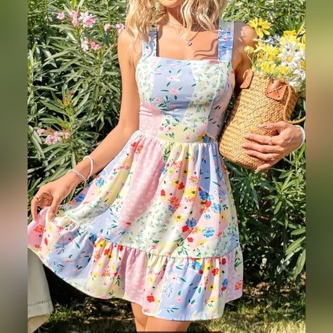 Floral chiffon dress short