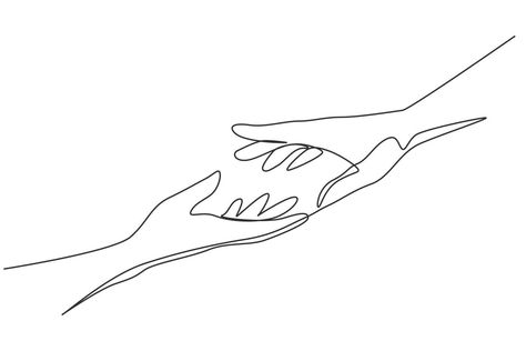 Two Hands Reaching Out Drawing, Hands Letting Go Of Each Other Drawing, Two Hands Reaching For Each Other Sketch, Continuous Line Drawing Hand, Hands Reaching For Each Other Drawing, Helping Hand Tattoo, Helping Each Other Drawing, Helping Hand Drawing, Two Hands Reaching For Each Other