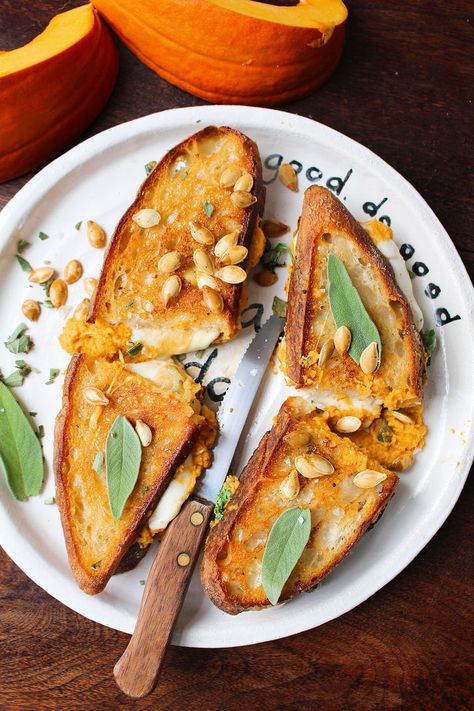 Pumpkin Hummus Grilled Cheese | Oddbox Spinach Cannelloni, Sea Salt Recipes, Creamy Hummus, Pumpkin Hummus, Oat Crumble, Bread And Butter Pudding, Roasted Pumpkin Seeds, Cheese Toast, No Salt Recipes