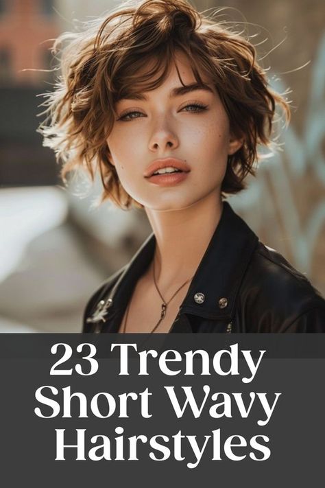 Discover the latest trends in short wavy haircuts for women, perfect for those looking for a chic and low-maintenance hairstyle. Whether you prefer a bob, pixie, or lob, short wavy hairstyles offer versatility and effortless style. From tousled waves to defined curls, there's a look to suit every personality and hair type. Short wavy hair is not only trendy but also easy to style for everyday wear or special occasions. Stacked Bob Haircut For Wavy Hair, Short Haircuts Women Wavy Hair, Short Wavy Haircuts For Long Faces, Short Length Haircut Wavy Hair, Layered Bob For Thick Wavy Hair, Short Hairstyle Women In Their 20s, Short Hair Styles For Wavy Fine Hair, Short Wavy Hair With Layers Choppy Bobs, Easy Short Wavy Hairstyles