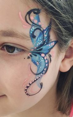 Kawaii Face Paint, Dragonfly Face Paint, Fairy Face Paint Easy, Face Paint Adults, Face Paint Dragon, Face Painting Adults, Adult Face Paint, Face Painting Designs Creative, Face Painting Butterfly