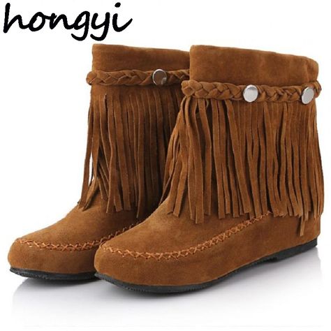 Boho Style Boots, Fringe Moccasin Boots, Hippie Boots, Boho Boots, Faux Suede Boots, Girls Flats, Mode Boho, Ankle Shoes, Moccasin Boots