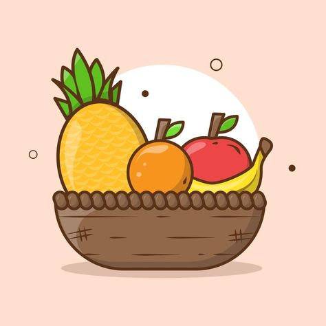 Fruit Basket Drawing, Basket With Fruits, Arte Aesthetic, Fruit Clipart, Basket Drawing, Fruit Icons, Fruit Cartoon, Bff Drawings, Dreamy Artwork