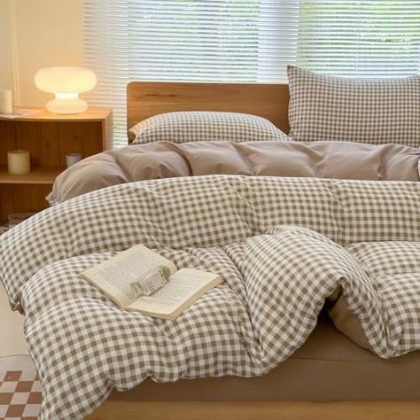 Amazon.com: SUSYBAO Tan Gingham Duvet Cover Queen 100% Washed Cotton Beige Plaid Duvet Cover Set 3 Pieces Set 1 Soft Checkered Grid Duvet Cover with Zipper Ties 2 Pillowcases Luxury Farmhouse Gingham Bedding Set : Home & Kitchen