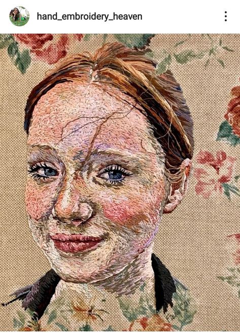 Textile Portraits, Embroidery Faces, Embroidery Portfolio, Embroidered Faces, Cityscape Paintings, Portrait Embroidery, Embroidered Portrait, Detail Oriented, Textile Art Embroidery