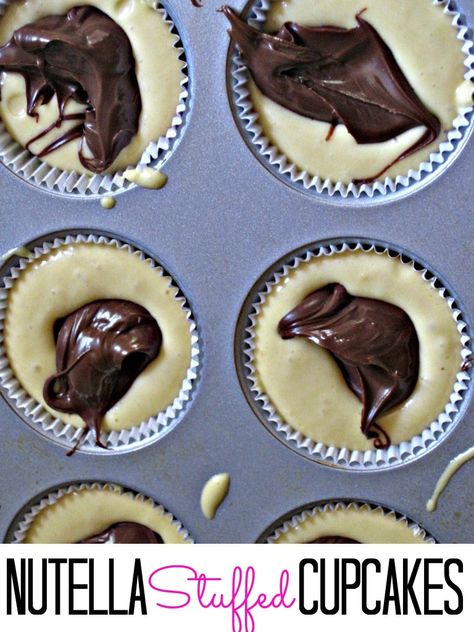 Nutella Stuffed Cupcakes, Nutella Filled Cupcakes, Stuffed Cupcakes, Football Tailgate Party, 12 Step Program, Nutella Muffins, Nutella Cupcakes, Filled Cupcakes, Football Tailgate