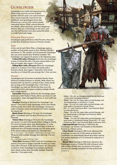 Critical Role Gunslinger Homebrew - Imgur Dungeons And Dragons Ideas, Dungeon Design, Homebrew Classes, D D Classes, Dnd Races, Dungeon Master's Guide, Dnd Classes, Dungeons And Dragons 5e, Dungeons And Dragons Classes