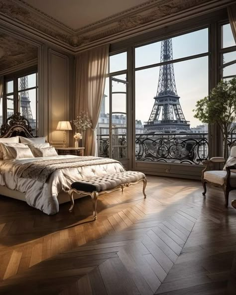 Paris Penthouse, Paris Apartment Interiors, Bedroom Aesthetic Cozy, Paris House, House In Paris, Dream House Aesthetic, Magical Room, Paris Bedroom, Cozy Baby Room